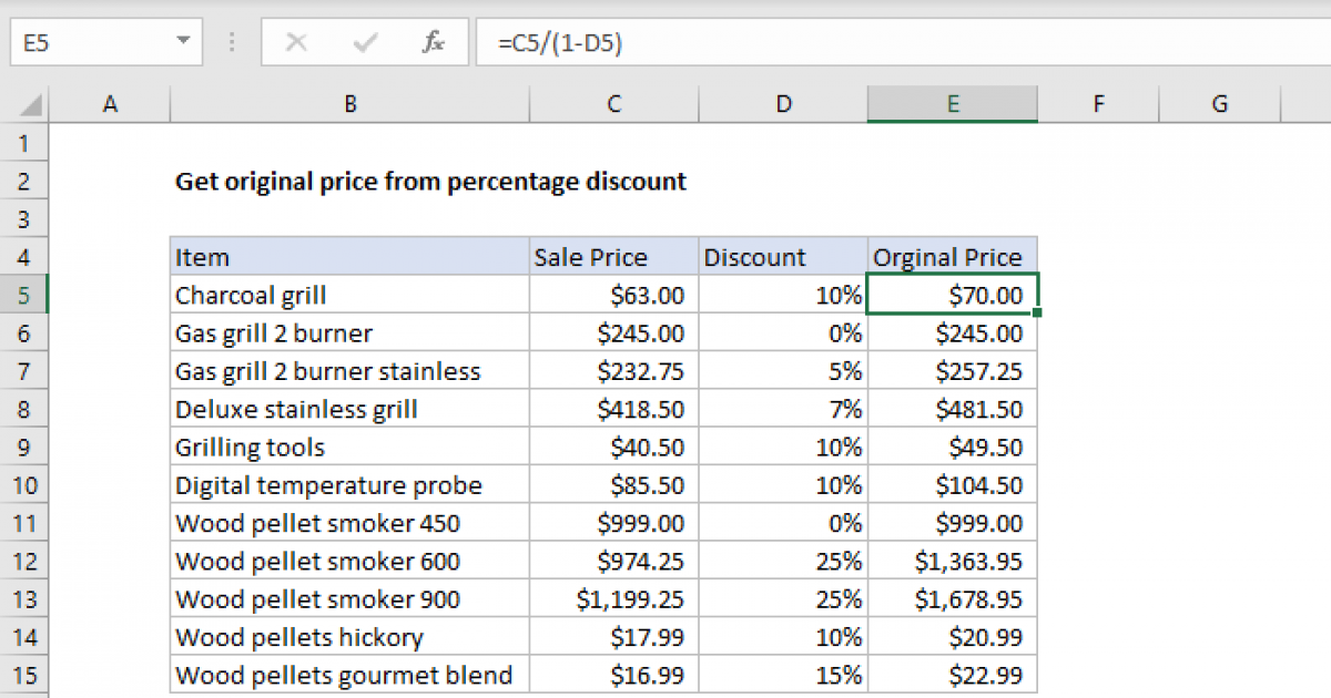 How To Find The Original Price After Discount Calculator